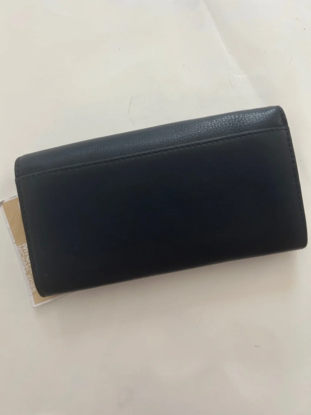 Michael Kors Fulton Carryall Leather Flap Wallet Navy Gold Logo NWT - Picture 8 of 9